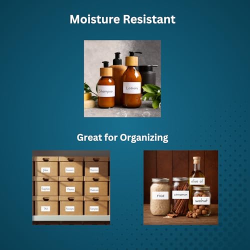 Blank Waterproof Label Stickers, Medium White Write-On Polypropylene Labels with Strong Permanent Adhesive, 70mm x 40mm (2.8” x 1.6”) 500/Roll, for Bottles, Storage Bins, Pantry & Cleaning Supplies - size: Medium