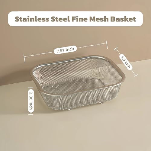 18/8 Stainless Steel Fine Mesh Strainer Basket with Feet, Rectangular Colander for Vegetables, Fruits, Pasta, Noodles – Rustproof, Durable & Easy to Clean (7.48 inch) - color: Sleek Square, size: 7.48 inch