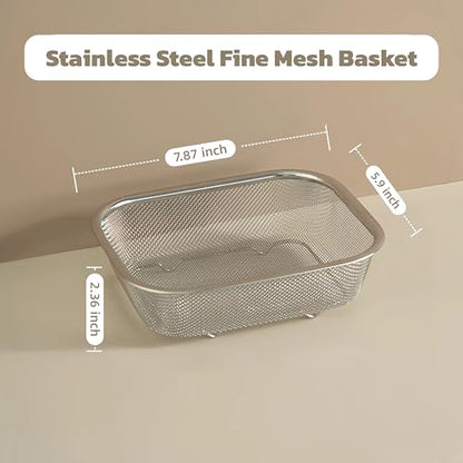 18/8 Stainless Steel Fine Mesh Strainer Basket with Feet, Rectangular Colander for Vegetables, Fruits, Pasta, Noodles – Rustproof, Durable & Easy to Clean (7.48 inch) - color: Sleek Square, size: 7.48 inch