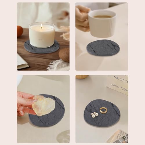 Diatomaceous Earth Coasters Set of 4，Super Absorbent Quick-Dry Heat-Resistant Drink and coffee Coasters, Modern Stone Irregular Design for Kitchen Counter and Coffee Table (Grey Coaster) - color: Grey Coaster