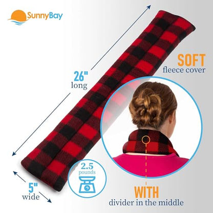 SunnyBay Microwave Heating Pad, Microwavable Heated Neck and Shoulder Wrap, Soothing Weighted Moist Heat or Ice Pack with Flaxseed and Lavender, 26x5 Inches, 2.5 lbs, Buffalo - color: Lavender - Buffalo