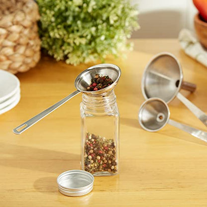 RSVP International Endurance Collection Kitchen Spice Jar/Oil Bottle Funnel, Stainless Steel and Dishwasher Safe, Mini Set, Various Sizes - size: Mini Set, Various Sizes (Pack of 1)