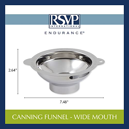 RSVP International Endurance Canning Collection Non-Reactive 18/8 Stainless Steel, Dishwasher Safe, Funnel, Wide Mouth, 2-3/4" - size: Funnel, Wide Mouth, 2-3/4"