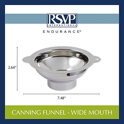 RSVP International Endurance Canning Collection Non-Reactive 18/8 Stainless Steel, Dishwasher Safe, Funnel, Wide Mouth, 2-3/4" - size: Funnel, Wide Mouth, 2-3/4"