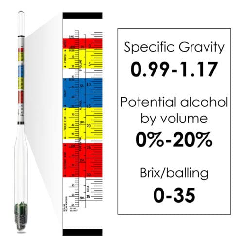 Triple Scale Hydrometer for Home Brewing Beer, Wine, Mead and Kombucha with Glass Test Jar Acessories Storage Box