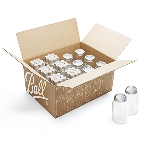 Ball Regular Mouth Quart (32oz) Canning Jars, 12 Pack, CLear - size: 12 Pack, style: Regular Mouth