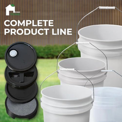 6.5-Gallon White Bucket Pail Container with Lid | Food Grade | Heavy-Duty Approx 90 MIL Extra Durable | Metal Handles with Plastic Grip | Multi-Use | Easy Stack and Store | BPA Free - 1 Pack - color: White - 6.5 Gallons, size: 1 Packs