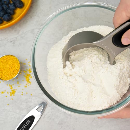 Measuring Cups and Spoons Set,304 Stainless Steel 5 Magnetic Measuring Cups and 8 Sigle Sided Measuring Spoons with 1 Leveler,Kitchen Gadgets for Cooking & Baking - color: Black-Single Side