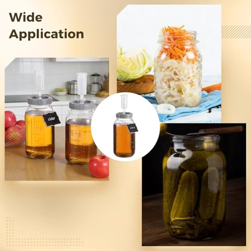 Food-Safe 64Oz Fermentation Jar Set, 2 Pcs Wide Mouth Glass Pickle Jar with Airlocks, Thickened, Volume Markings for Brewing