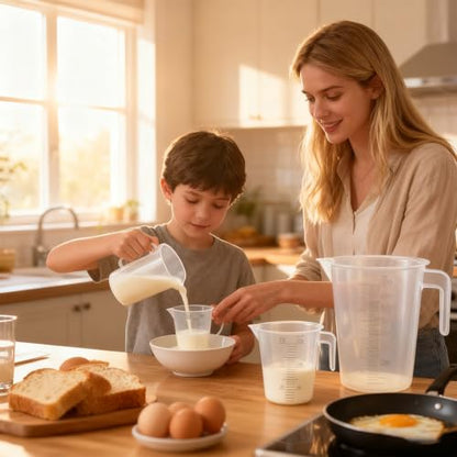 Multi-Purpose Measuring Cup Set - 1/2/4 Cup BPA-Free Unbreakable Plastic - Stackable Dishwasher Safe - Liquid/Solid Measurement - Kitchen Essential - size: 3-Piece Set (1/2/4-Cup)