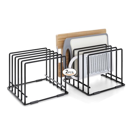 2-pack 5-slot baking storage scratch-resistant cookie tray organizer with anti-slip frame for kitchen cabinet - portable and dust-resistant