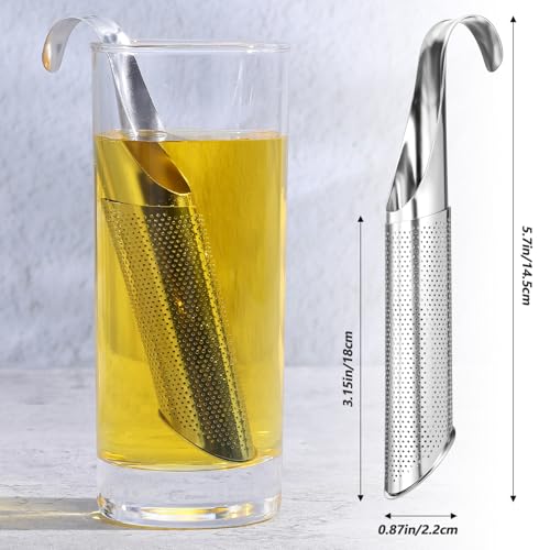 3Pcs Tea Infuser Fine Mesh Strainer Tea Steeper for Loose-Tea Stainless Steel Long Handle Infuser for Coffee Spices Seasonings, Silver