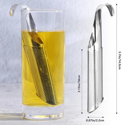 3Pcs Tea Infuser Fine Mesh Strainer Tea Steeper for Loose-Tea Stainless Steel Long Handle Infuser for Coffee Spices Seasonings, Silver