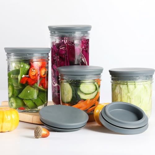 Silicone Fermenting Lids for Wide Mouth Mason Jars Airlock Fermentation Jar Lids Reusable Mason Tops Fermentation Kit for Kimchi, Sauerkraut & Fermented Pickles, 2 Pack - color: 2 Pack, size: Wide Mouth - Pro Version