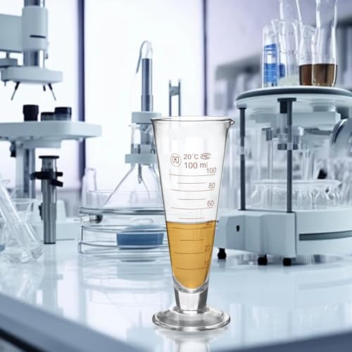 Professional Lab Graduated Measuring Cup with Spout 100ml Wide Mouth Glass Conical Beaker Thickened Borosilicate Beaker Heat Resistant (100ml) Transparent - size: 100ml