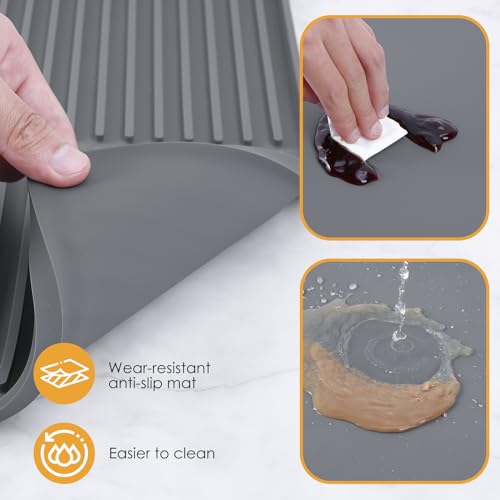 Silicone Coffee Mat with Raised Edges, 20'' X 12'', Bar Mat for Countertops, Fits Under Coffee Maker, Espresso Machine, Dish Drying Mat (GRAY) - color: Gray, size: 11.8" x 19.7"