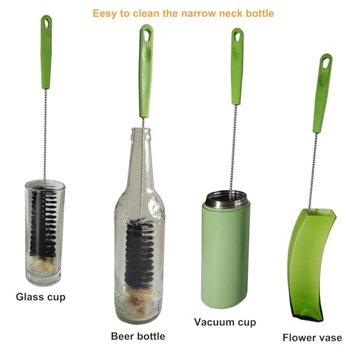 2 Pack 16" Bottle Brush, Dokpod Long Handle Cleaning Brushes for Long Narrow Neck Bottle Cleaning Water Beer Wine Sports Bottle Thermos Flask Bottles Cleaning Hummingbird Feeder Vase Cleaning Brushes - color: Black 2 Pack