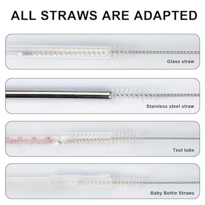 Ixiaoyoo 12 Pcs Straw Cleaner Brushes Set, 8.2 Inch Nylon Cleaning Brush | White Tube Cleaner Brushes for Tumbler, Sippy Cup, Water Bottles, Hummingbird Feeders, Pipes, Sink Drain & Pet Waterers - color: 8.2 Inch White Cleaning Brushes