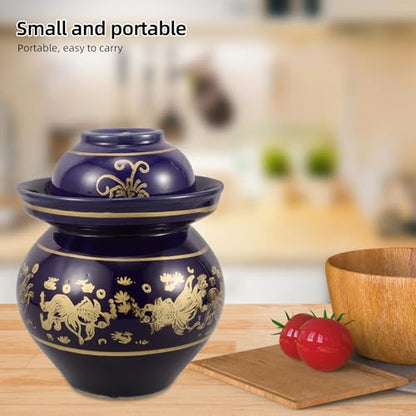 Abaodam Ceramic Pickling Jar with Lid 4lb Thickened Chinese Fermenting Crock Kitchen Vegetable Storage Jar for Kimchi Sauerkraut and Pickles Household Use