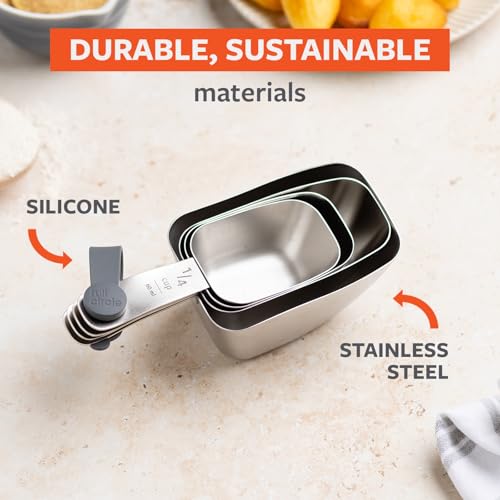Full Circle Level Up Precision Stainless Steel Measuring Cups, 4-Piece Set (¼ cup, 1/3 cup, ½ cup, and 1 cup), Dishwasher Safe - style: Measuring Cups 4pc