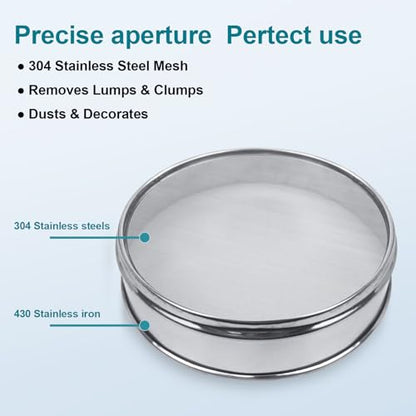 304 Stainless Steel Mesh Lab Sieve, 30 Mesh (0.6mm) Aperture Test Sieve, 7.9Inch(20cm) Diameter Economy Standard Analysis Sample Test Sieves for Industrial Laboratory Homes - size: 30Mesh(0.6mm)/Ф7.9in