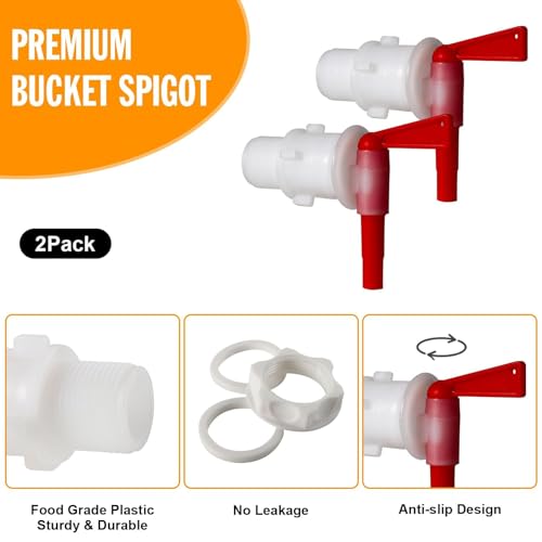 Bucket Spigot 5 Gallon Bucket Spigot, 2 Pack Plastic Bottling Bucket Spigot Fermenting Bucket Spigot for 5 Gallon Bucket Homebrew Wine Making Beer Fermentation Bucket Fermenter - size: 2 Pack