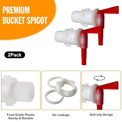 Bucket Spigot 5 Gallon Bucket Spigot, 2 Pack Plastic Bottling Bucket Spigot Fermenting Bucket Spigot for 5 Gallon Bucket Homebrew Wine Making Beer Fermentation Bucket Fermenter - size: 2 Pack