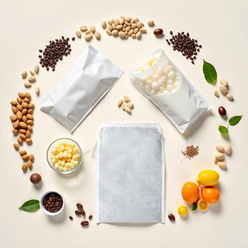 White Nut Milk Bag Reusable Cheesecloth Bags For Straining Almond Soy Milk Strainer For Cold Brew Coffee Tea Beer Juice Fine Nylon Mesh Cheese Cloth Food Strainers