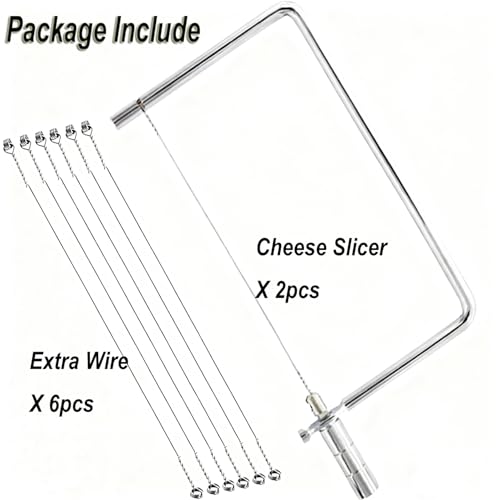Cheese Slicer Accessories Kitchen Marble Board Cheese Cutter Stainless Steel Components Ideal Making Giftable Cheese Cutting Boards with The Cheese Slicer Kit(2CheesS slicer 6Extra Wires,7inch) - size: 7inch