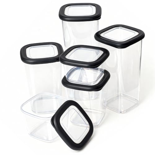 ionEgg Plastic Food Storage Containers with Lids Includes Labels, Stackable Kitchen Pantry Organizer for Dry Food, Snacks, Pasta and Meal Prep, Set of 6