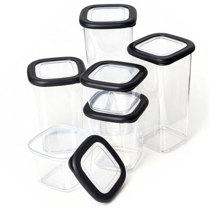 ionEgg Plastic Food Storage Containers with Lids Includes Labels, Stackable Kitchen Pantry Organizer for Dry Food, Snacks, Pasta and Meal Prep, Set of 6