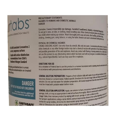 Disinfectant Tablets, NSF D2 Certified Food Safe, Hypochlorous Acid Commercial Kitchen & Surface Sanitizer, Kills Norovirus & C. Diff Spores, EPA Registered, 200 Count - size: 1 Count (Pack of 200)