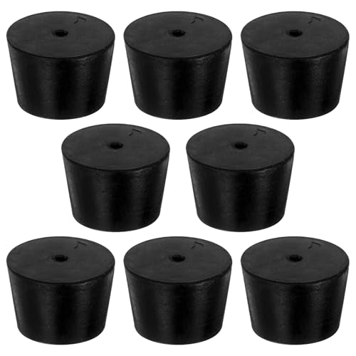 8Pcs Solid Rubber Stopper Bungs - 30MM to 37MM Rubber Tapered Plug Flexible Durable Test Tubes Bungs with Hole, Easy to Insert & Remove for Lab Apparatus Home Flask - color: 30mm to 37mm