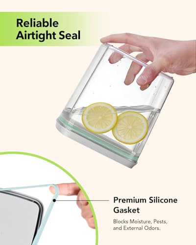 Airtight Food Storage Containers Set with One-Touch Lid, 2-Pack (4.22 QT / 4.0 L) Tall Stackable Durable PET for Bulk Rice, Flour & Baking Essentials Organizer. - color: 4.2Qt*2