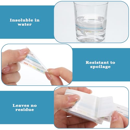 500 Pcs Food Labels Removable Dissolvable Stickers Food Date Labels Stickers, Water/Oil/Tear Resistant Freezer Pantry Label with Perforation Line No Residue Left for Foods Containers Jars Kitchen