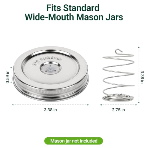 Fermentation Kit to Make Perfect Pickles, Sauerkraut, Kimchi & Probiotic-Rich Vegetables, Easy Pickling Kit for Wide Mouth Mason Jars with Venting Lids & Fermenting Springs