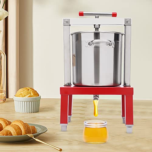 Fruit Wine Press, 13.25L/448 Oz Fruit Honey Presser Beeswax Extractor, Manual Juice Maker, Wine Making Equipment Manual Press Machine for Wine and Juice Making with Keg and Stainless Steel Strainer - size: 13.25L/448 Oz-Red