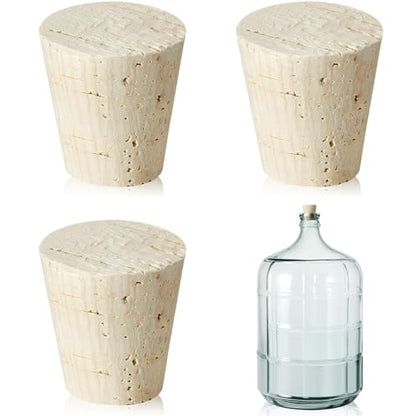 Ziliny 3 Pcs Carboy Cork Stopper, Glass Carboy Cap for 1, 3, 5, 6 Gallon Glass Water Jug, Wood Tapered Fermentation Cap Cork Stoppers, 1 x 1.5 x 1.6 Inches - size: 3/5/6 Gallon