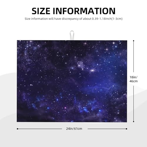 Galaxy Starry Night Sky Stars Dish Drying Mat for Kitchen Counter 18 x 24 inch Cosmic Starry Dish Drainer Rack Mats with Hanging Loop Universe Nebula Space Dishes Drainer Pads Drying Pad - color: Dark Blue