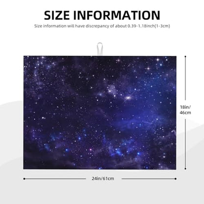 Galaxy Starry Night Sky Stars Dish Drying Mat for Kitchen Counter 18 x 24 inch Cosmic Starry Dish Drainer Rack Mats with Hanging Loop Universe Nebula Space Dishes Drainer Pads Drying Pad - color: Dark Blue