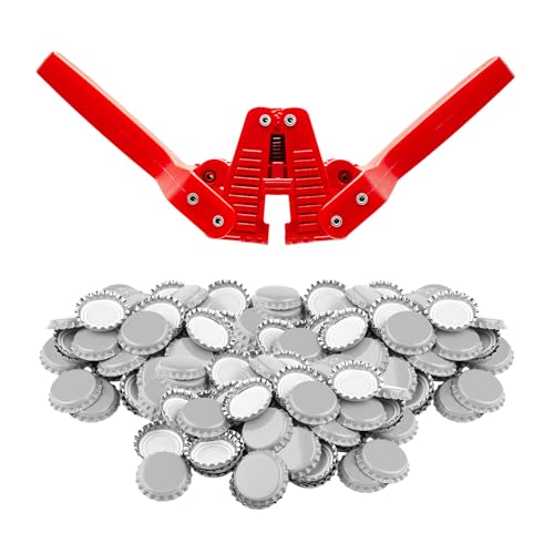 Fermentaholics Beer Bottle Capper & Lid Set – Double Wing Manual Capping Tool with 144 Crown Caps – Fits Standard 12 oz & Homebrew Beer Bottles (Capper & Lid Set -144 Silver Crown Caps) - size: Capper & Lid Set -144 Silver Crown Caps