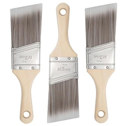 Paint Brushes, 2 Inch, Angled Brushes with Short Handle, 3 Pack, Shortcut Paintbrush for Paints and Stains, Small Paint Brushes for Walls, Furniture, Cabinets and Home Improvement - size: 2 Inch Angled, 3 Pack