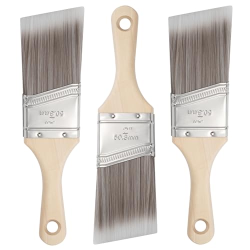 Paint Brushes, 2 Inch, Angled Brushes with Short Handle, 3 Pack, Shortcut Paintbrush for Paints and Stains, Small Paint Brushes for Walls, Furniture, Cabinets and Home Improvement - size: 2 Inch Angled, 3 Pack