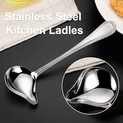 2 Packs of Kitchen Sauce Ladle Gravy Ladle Stainless Steel Kitchen Ladle Heavy Duty Cooking Soup Spoon for Home Kitchen