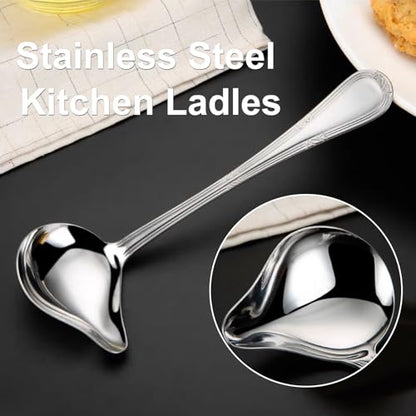 2 Packs of Kitchen Sauce Ladle Gravy Ladle Stainless Steel Kitchen Ladle Heavy Duty Cooking Soup Spoon for Home Kitchen