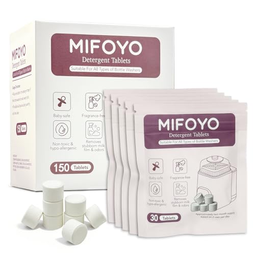 150PCS Baby Bottle Washer Detergent Tablets, Detergent Soap Tablets for All Brands Momcozy Baby Brezza Papablic Bottle Washers, Bottle Cleaning Tablets, Bottle Washer Tablets, 30 Count per Bag