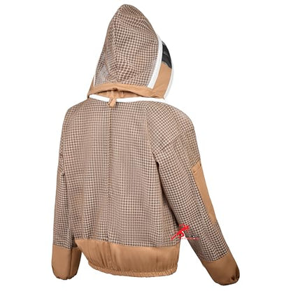 3 Layer Bee Jacket with Fencing Veil and One Pair of Gloves Beekeeping Jacket for Beginer and Professional Fully Protective Jacket Sting Proof Bee Jacket Ventilated Beekeeper Jacket (Khaki, X-Large) - color: Khaki, size: X-Large