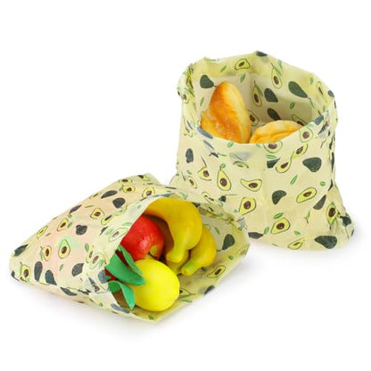 2 Pack Beeswax Wraps Bag for Food, 14x10in, Reusable Bread Bags for Homemade Bread, Beeswax Paper Food Storage Wrap for Sourdough, Sandwich, Cheese, Fruit, Snack, Avocado - style: Avocado