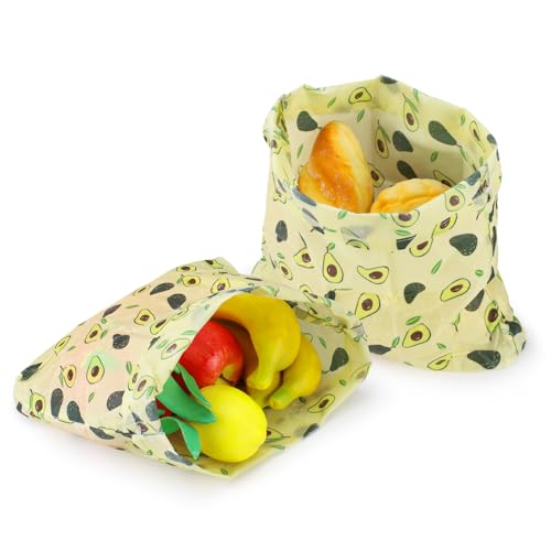 2 Pack Beeswax Wraps Bag for Food, 14x10in, Reusable Bread Bags for Homemade Bread, Beeswax Paper Food Storage Wrap for Sourdough, Sandwich, Cheese, Fruit, Snack, Avocado - style: Avocado