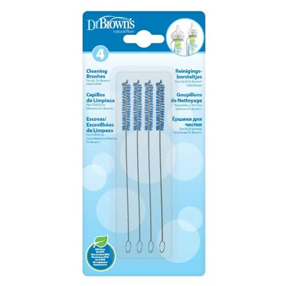 Dr. Brown’s Natural Flow Reusable Baby Bottle Vent System and Reservoir Cleaning Bristle Brush, BPA Free, Blue Brushes, 4-Pack - size: 4 Pack